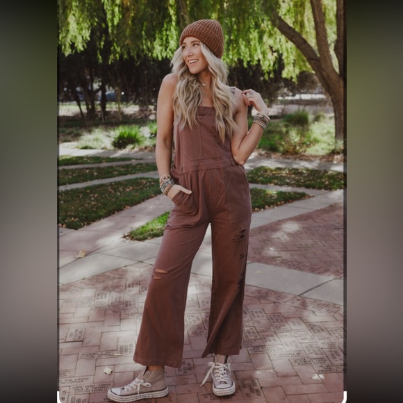Boho Dusty Trails Distressed Overalls - Picture 5 of 5